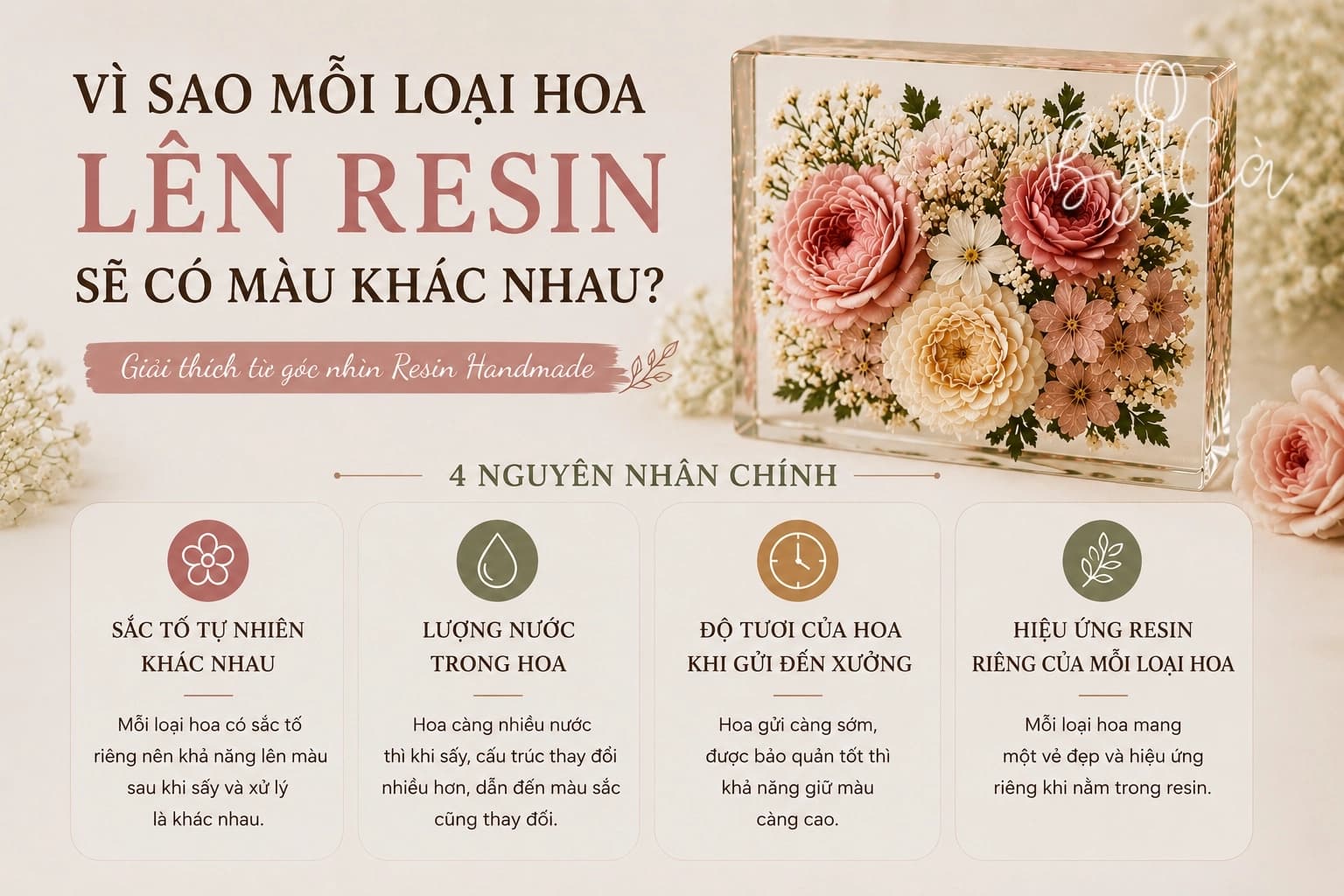 Vì Sao Mỗi Loại Hoa Lên Resin Sẽ Có Màu Khác Nhau?