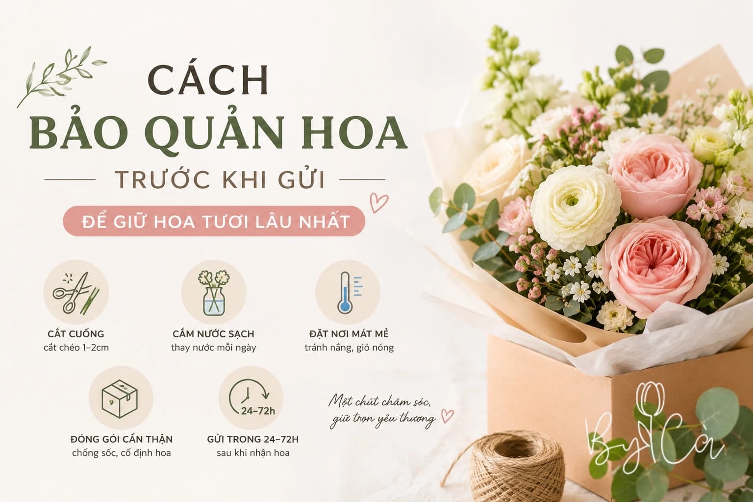 Cách bảo quản hoa trước khi gửi để giữ được tươi lâu nhất